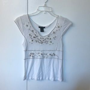 White Beaded T-Shirt